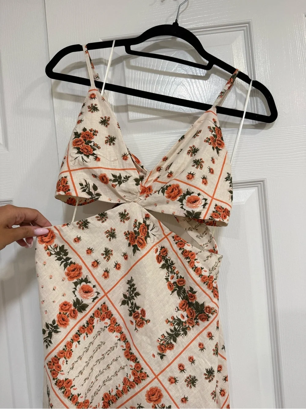 Abercrombie & Fitch Cream Maxi Dress with Orange Floral Motif